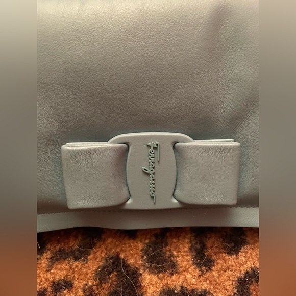 Powder Blue Ferragamo Leather Shoulder and Clutch Bag with adjustable strap. - Picture 3 of 7
